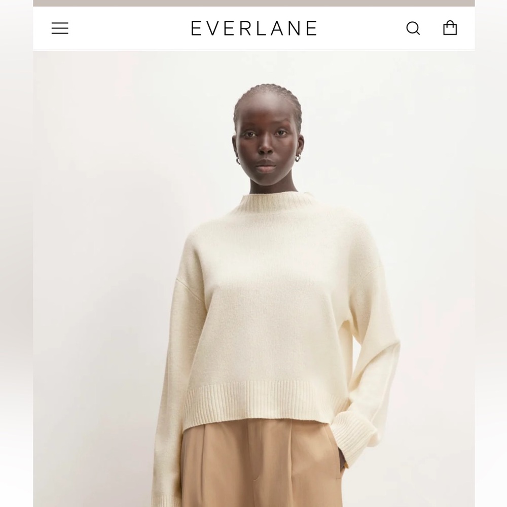 Everlane Cream Women's Crew Neck Sweater THE GOOD MERINO WOOL MOCKNECK SWEATER